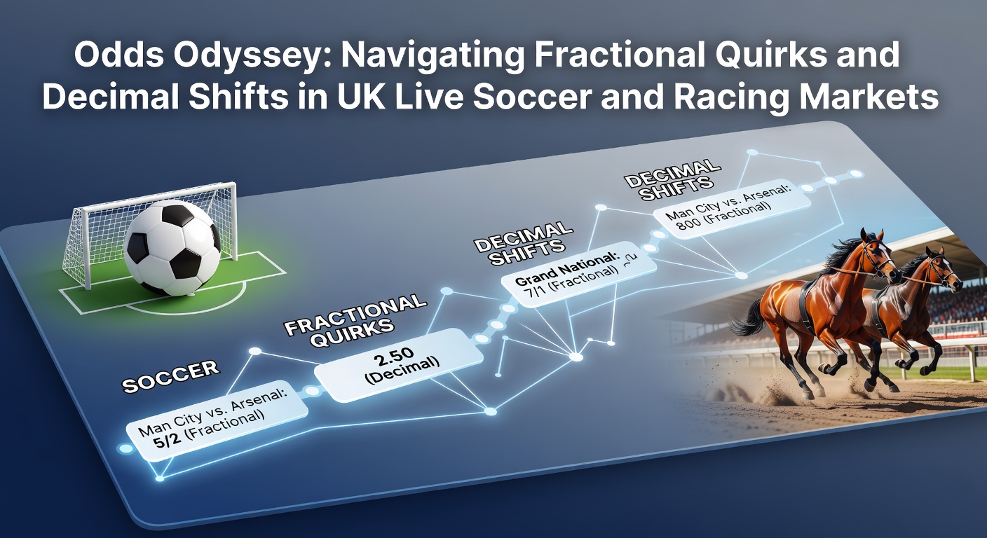Dynamic display of fractional and decimal odds shifting during a live Premier League soccer match