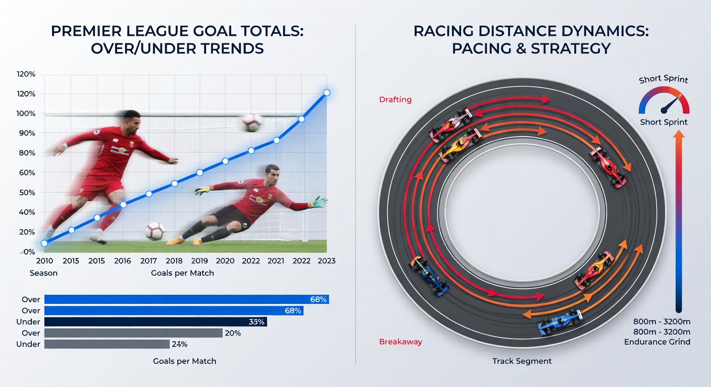 Horses navigating a sharp turn on a turf track under sunny skies, illustrating how distance variations dictate pace and over/under race outcomes