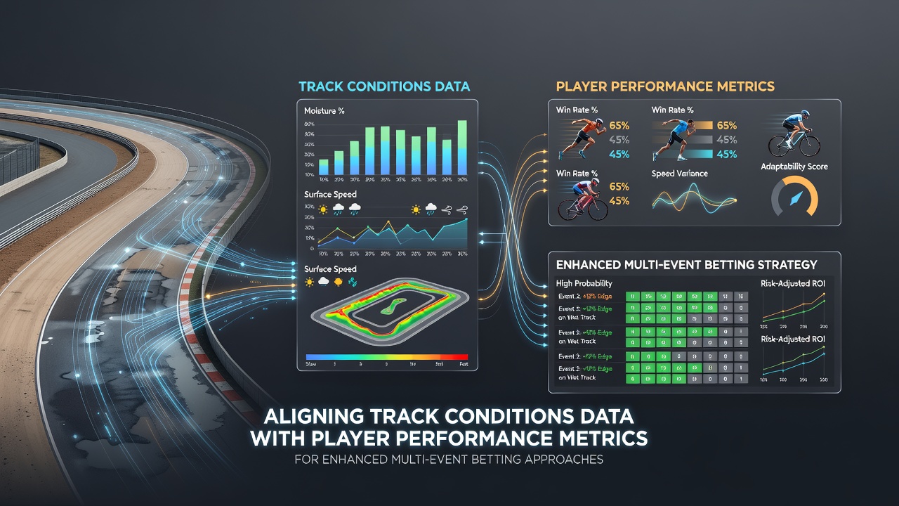 Visual representation of track surface data overlaid with athlete performance charts used in multi-event wagering analysis