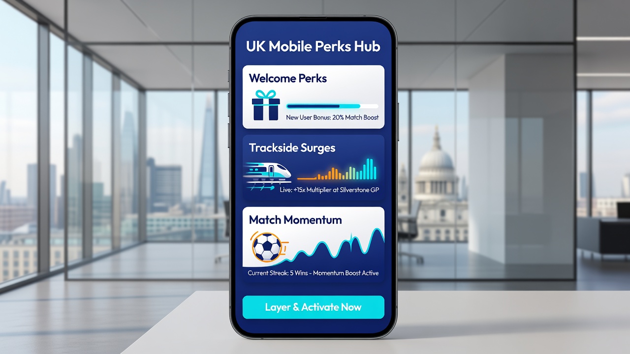 Mobile screen displaying layered welcome credits applied to live football momentum and trackside horse racing updates