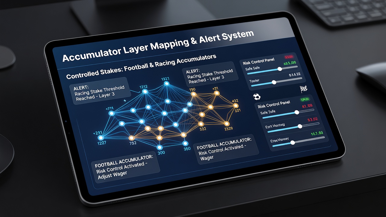 Dashboard view of accumulator layers with active alerts during a racing meet