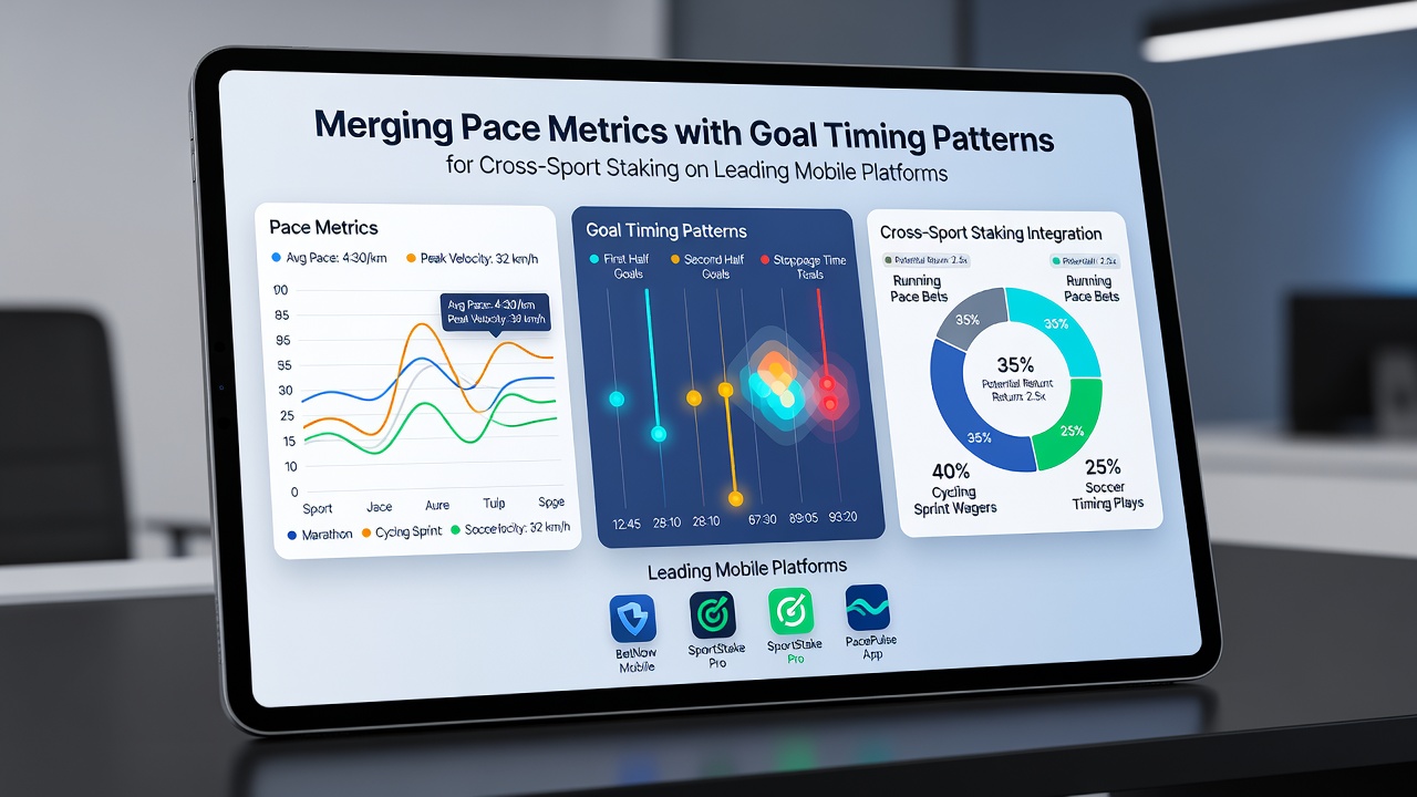 Analytics dashboard on a mobile device showing merged pace metrics and goal timing patterns