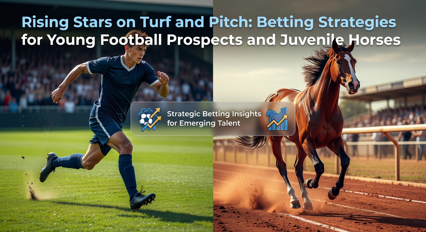 A young footballer dribbling past defenders on a wet pitch while a juvenile horse races ahead in a green field, capturing the thrill of emerging talents in sports betting
