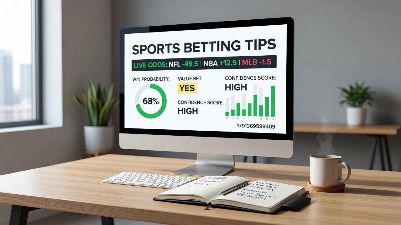 Detailed infographic showing bankroll management percentages alongside sample odds calculations for soccer and horse racing events